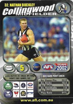 2002 Team Zone AFL Team #32 Nathan Buckley Front